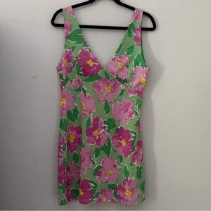 Princess Polly Pink and Green Sleeveless V-Neck Sundress